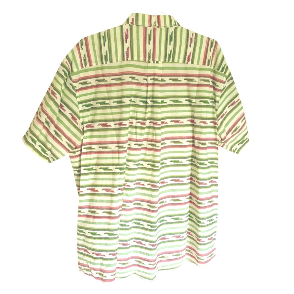 Orvis XXL‎ Shirt Green Red Striped Southwestern Cotton Short Sleeve Button Up - Picture 3 of 5